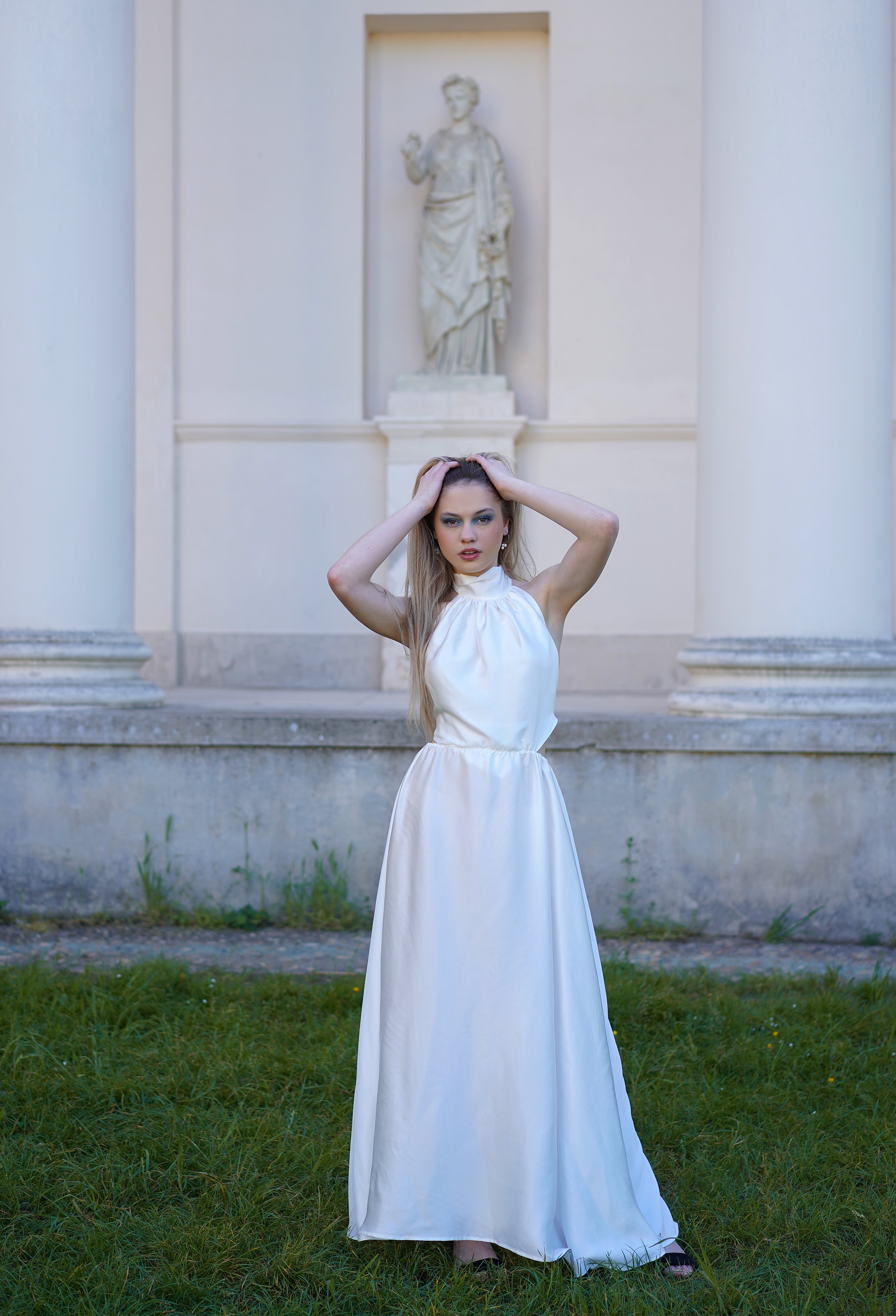 Silk Maxi Dress with Bow