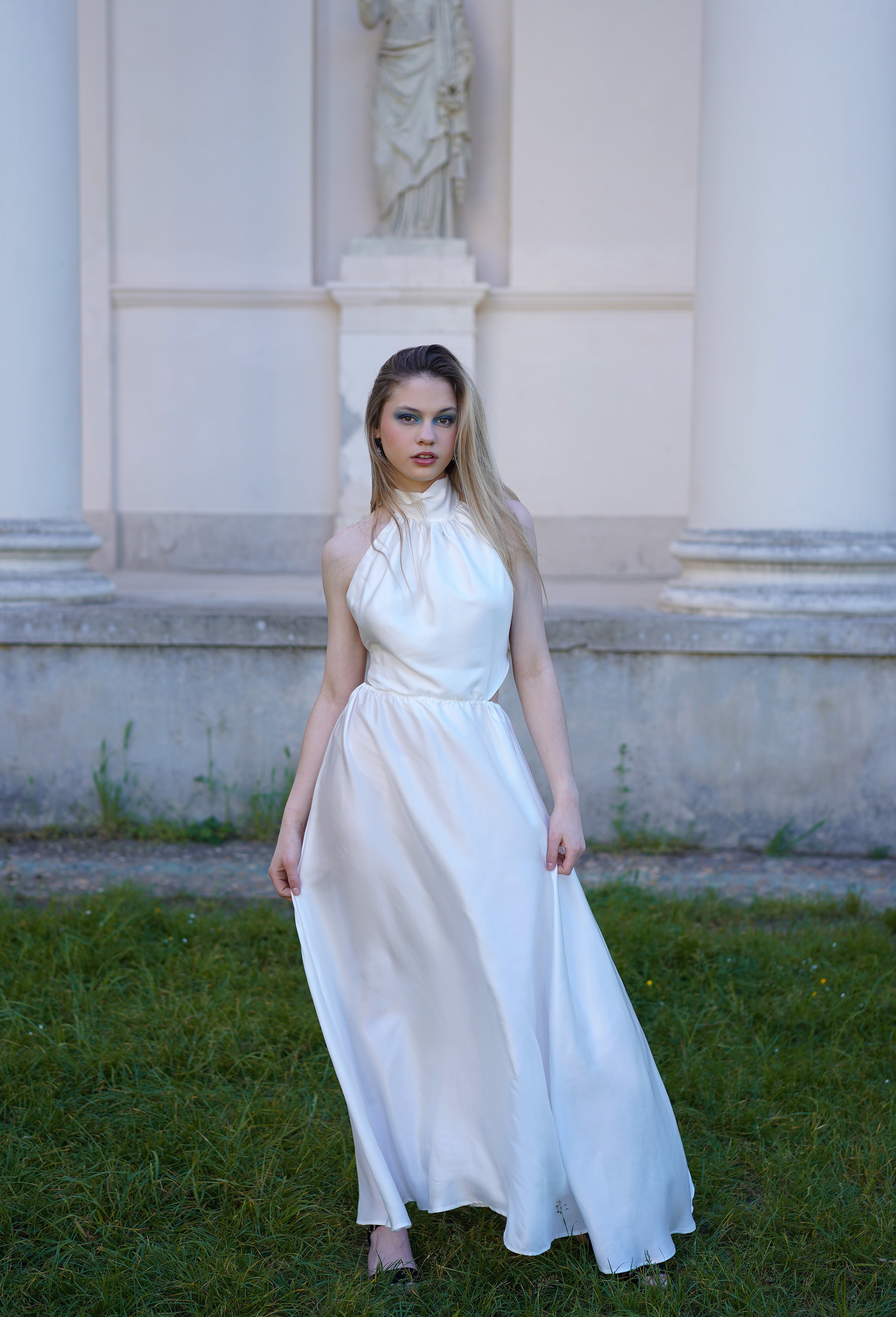Silk Maxi Dress with Bow
