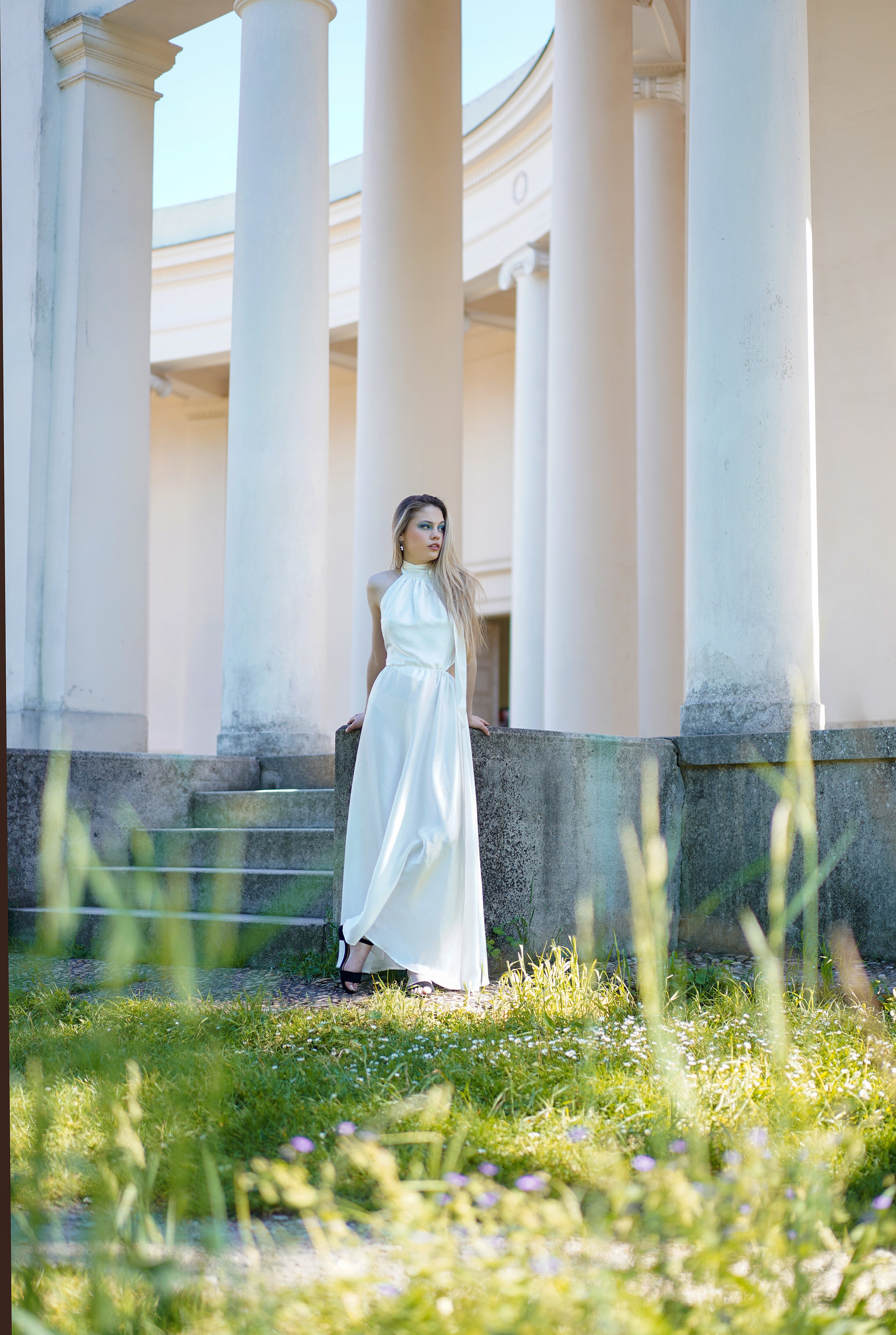 Silk Maxi Dress with Bow