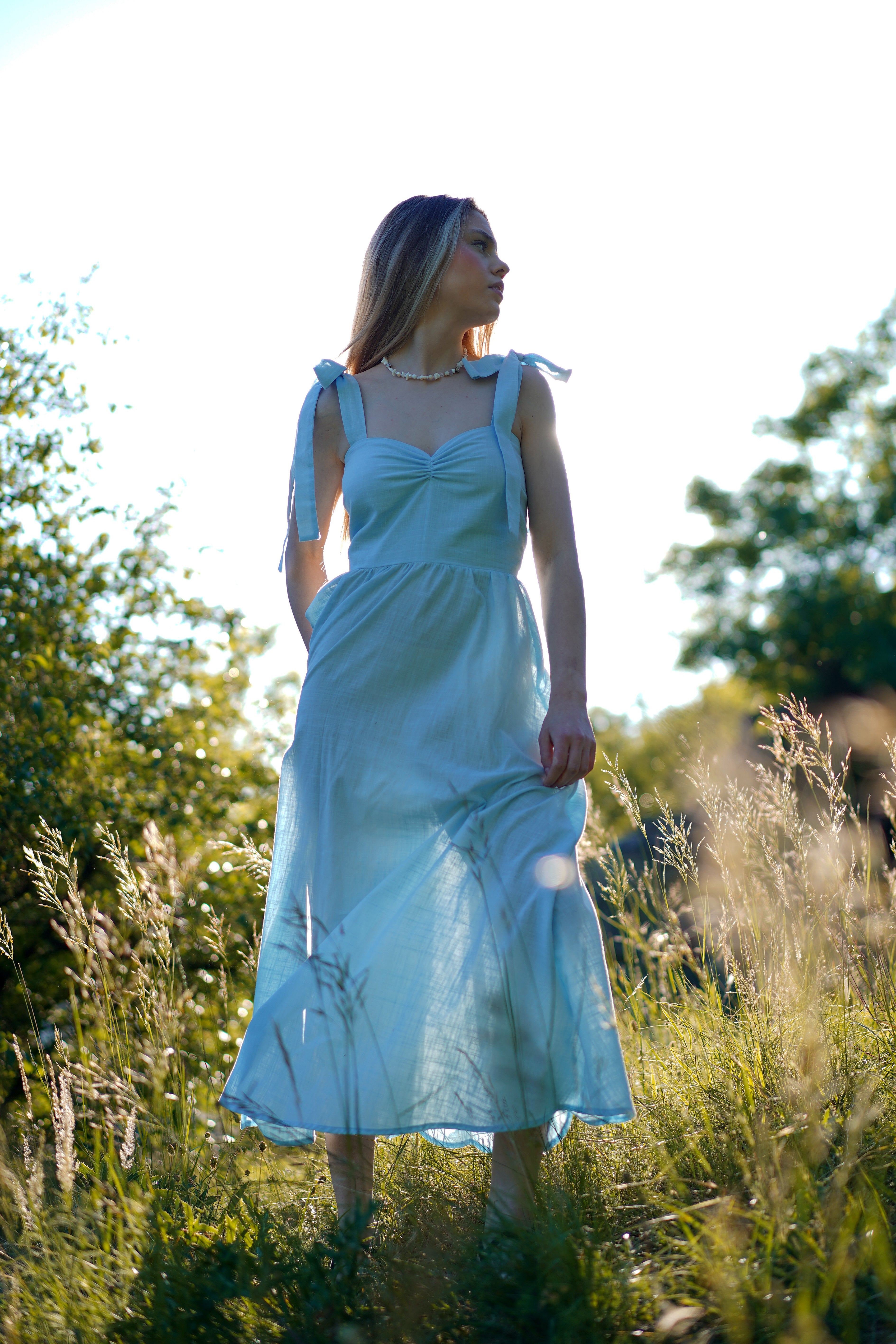Romantic Linen Slit Dress