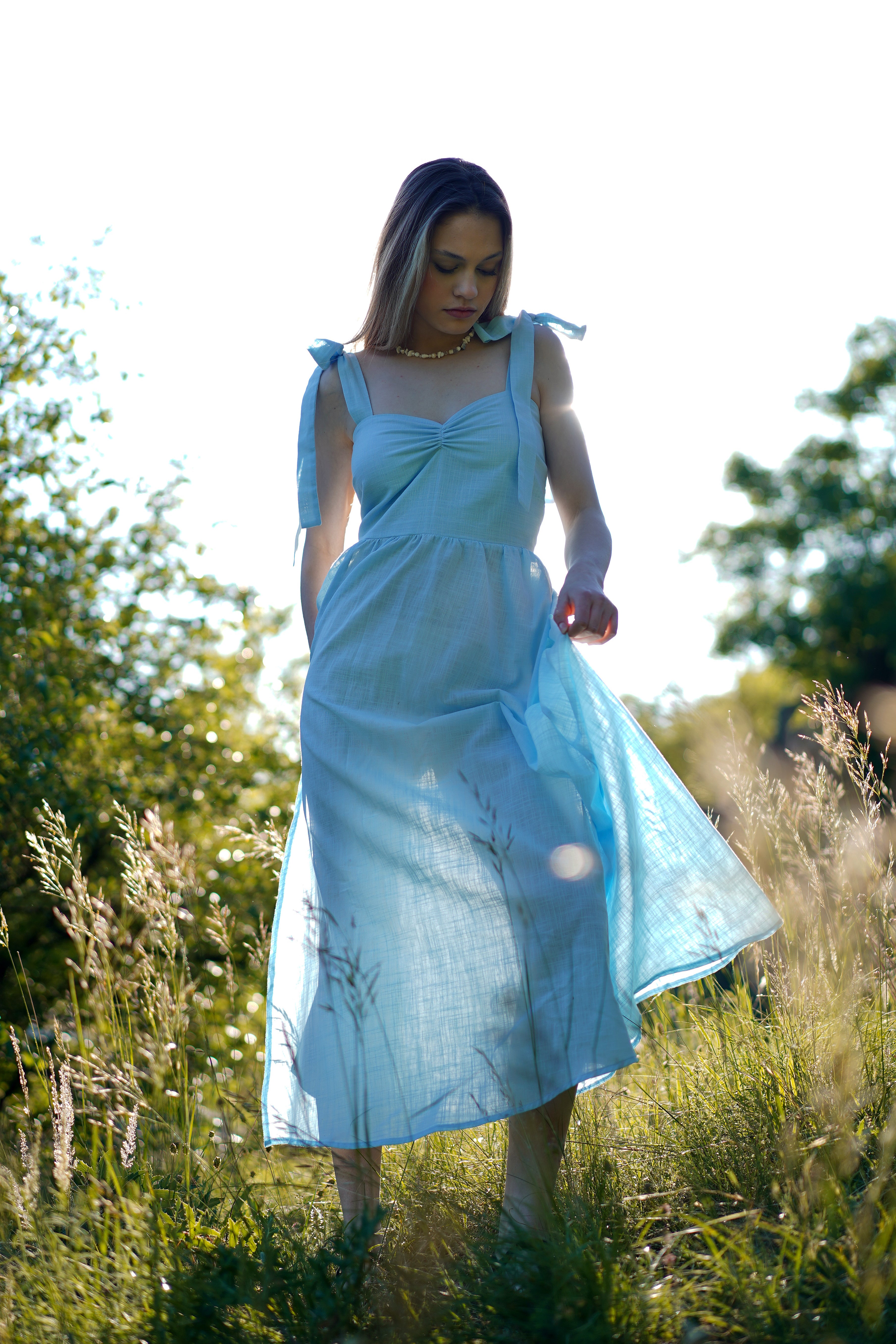 Romantic Linen Slit Dress