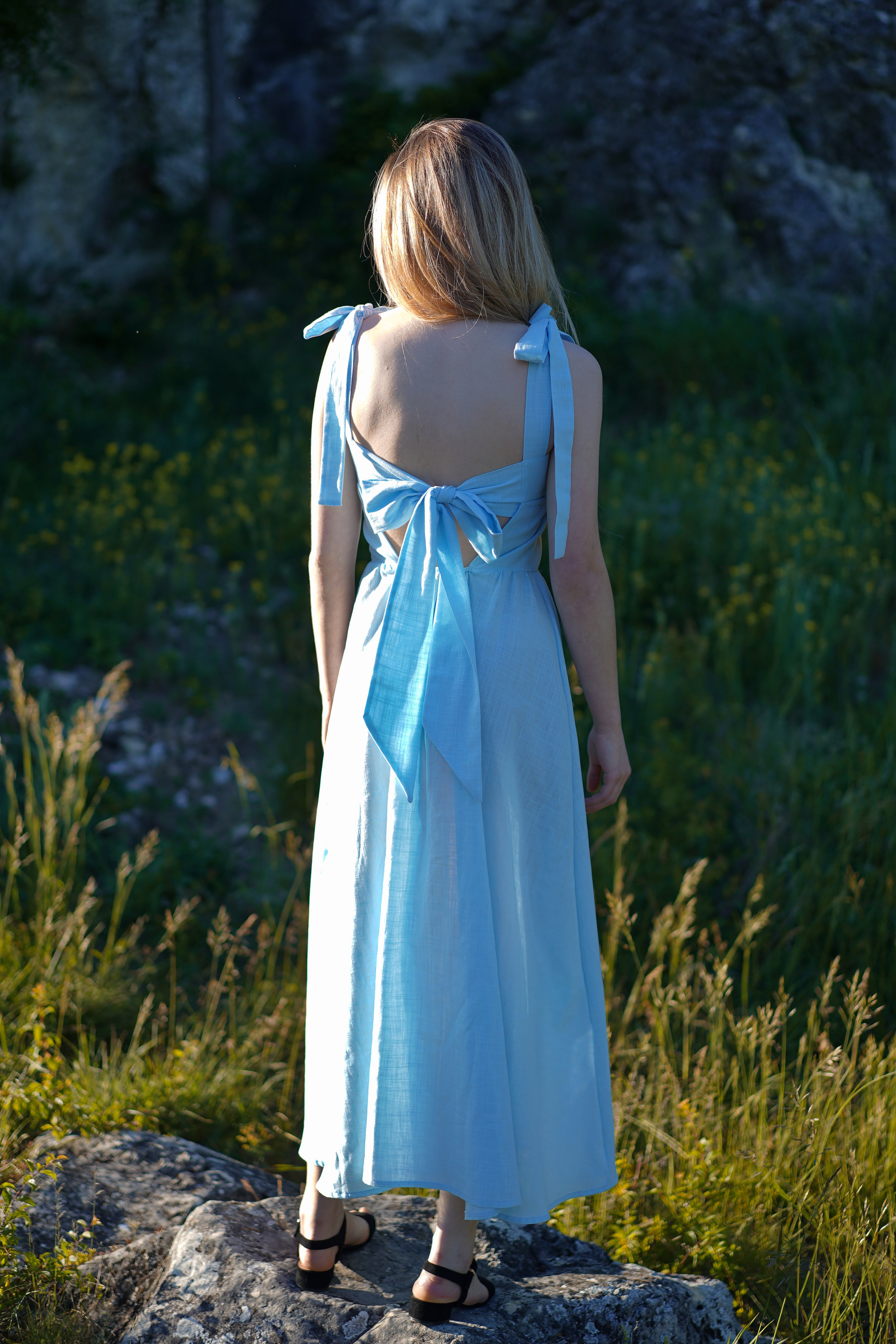 Romantic Linen Slit Dress