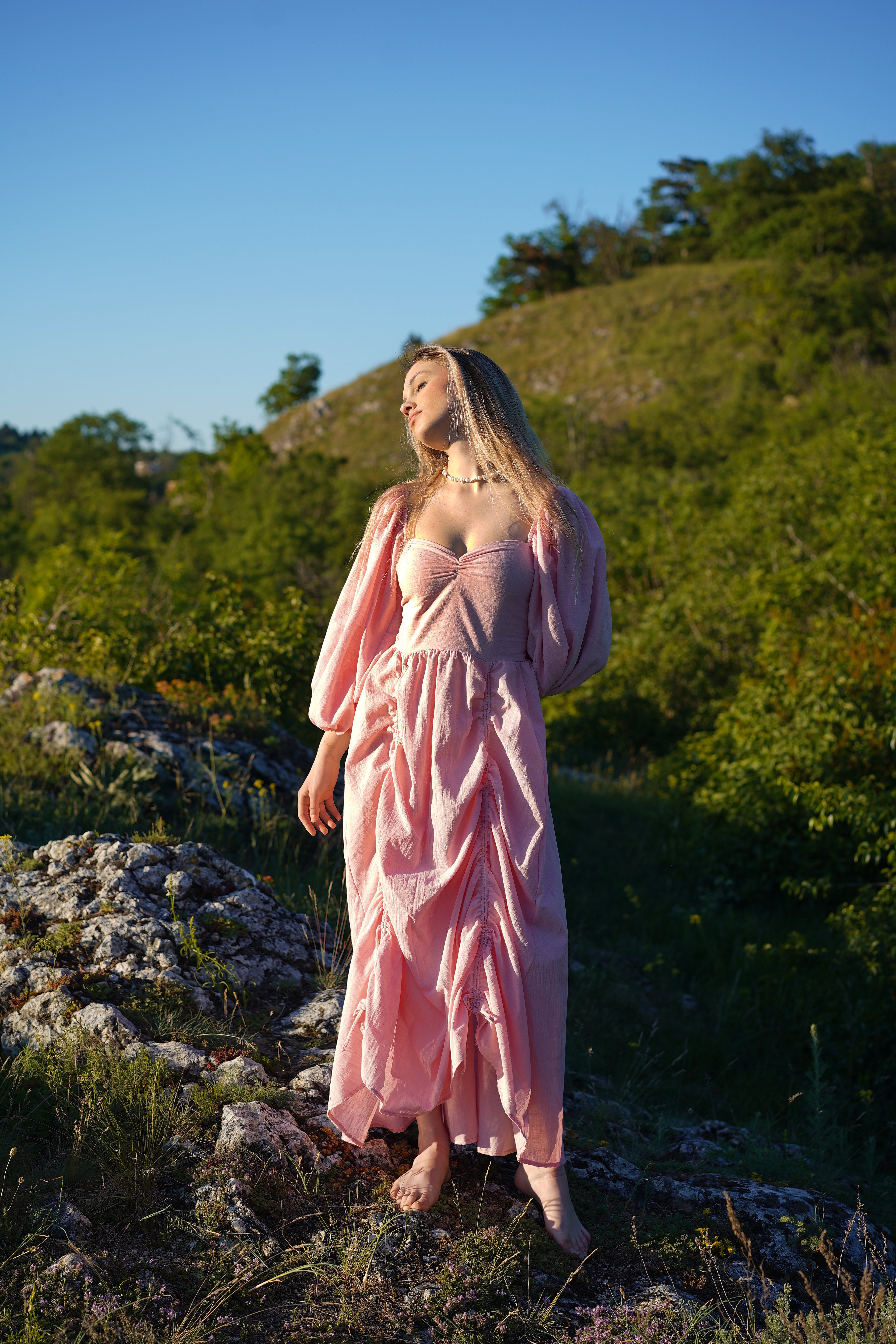 Rose Linen Dress – Pink