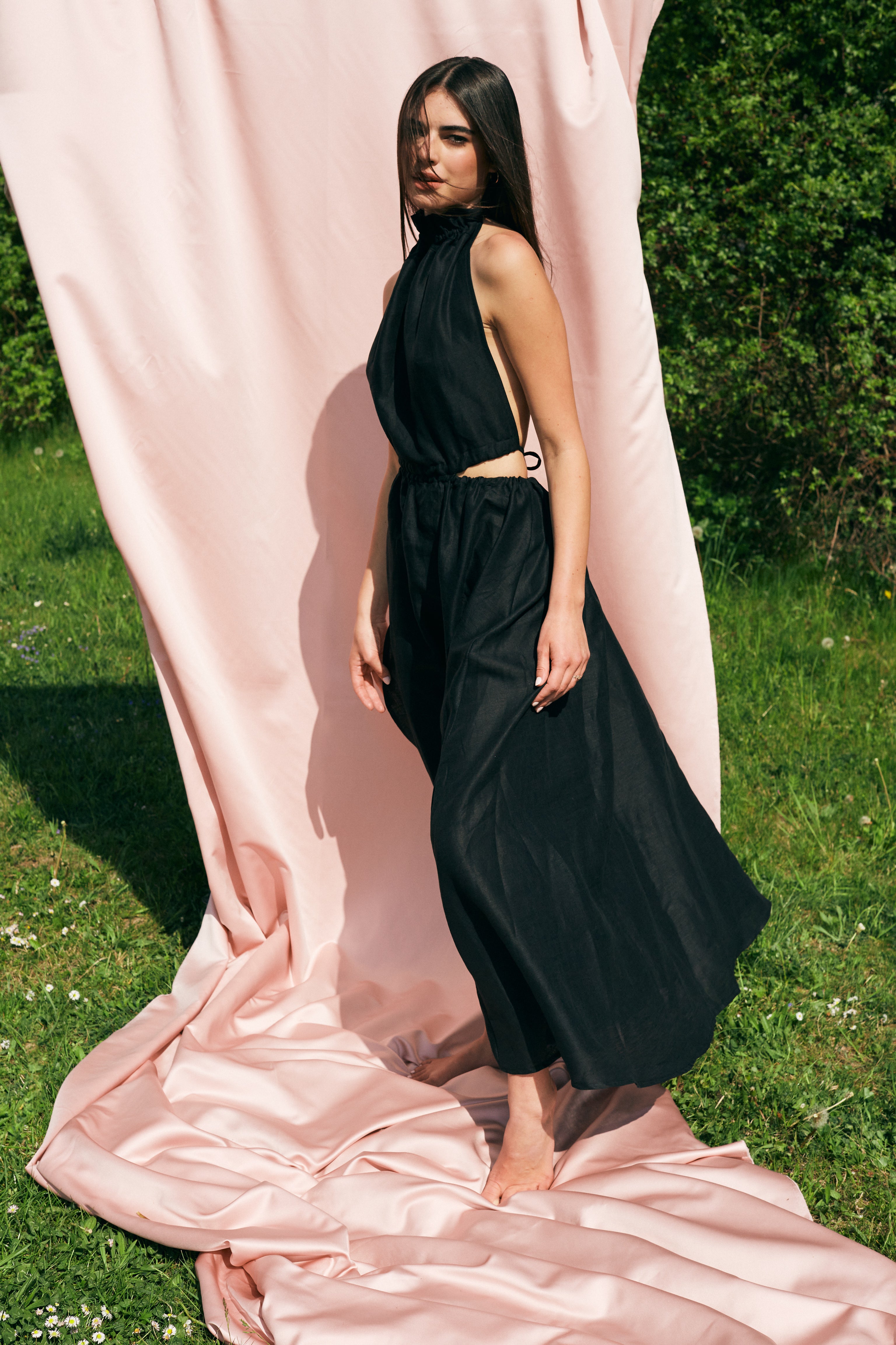 Linen Maxi Dress with Slit