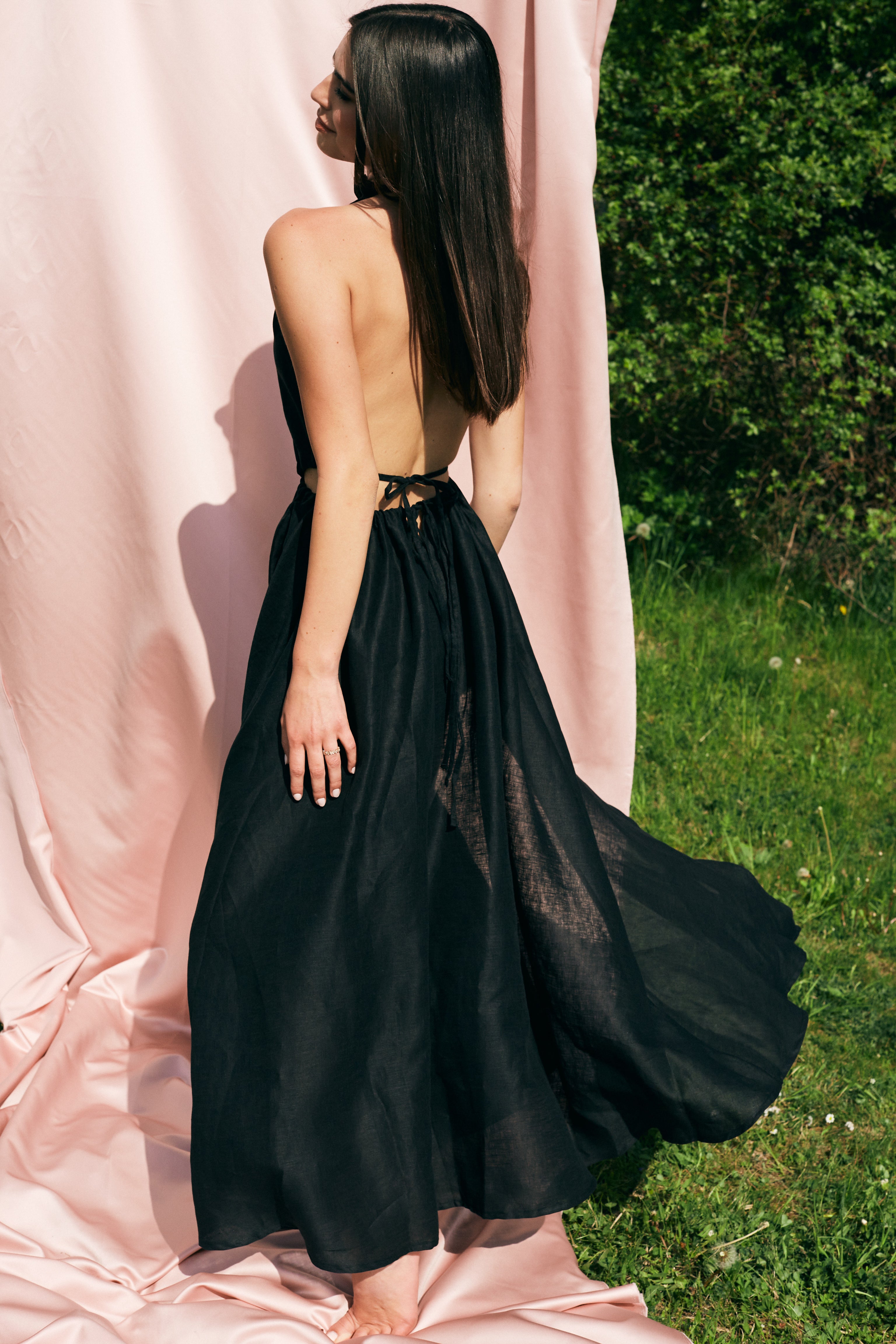 Linen Maxi Dress with Slit