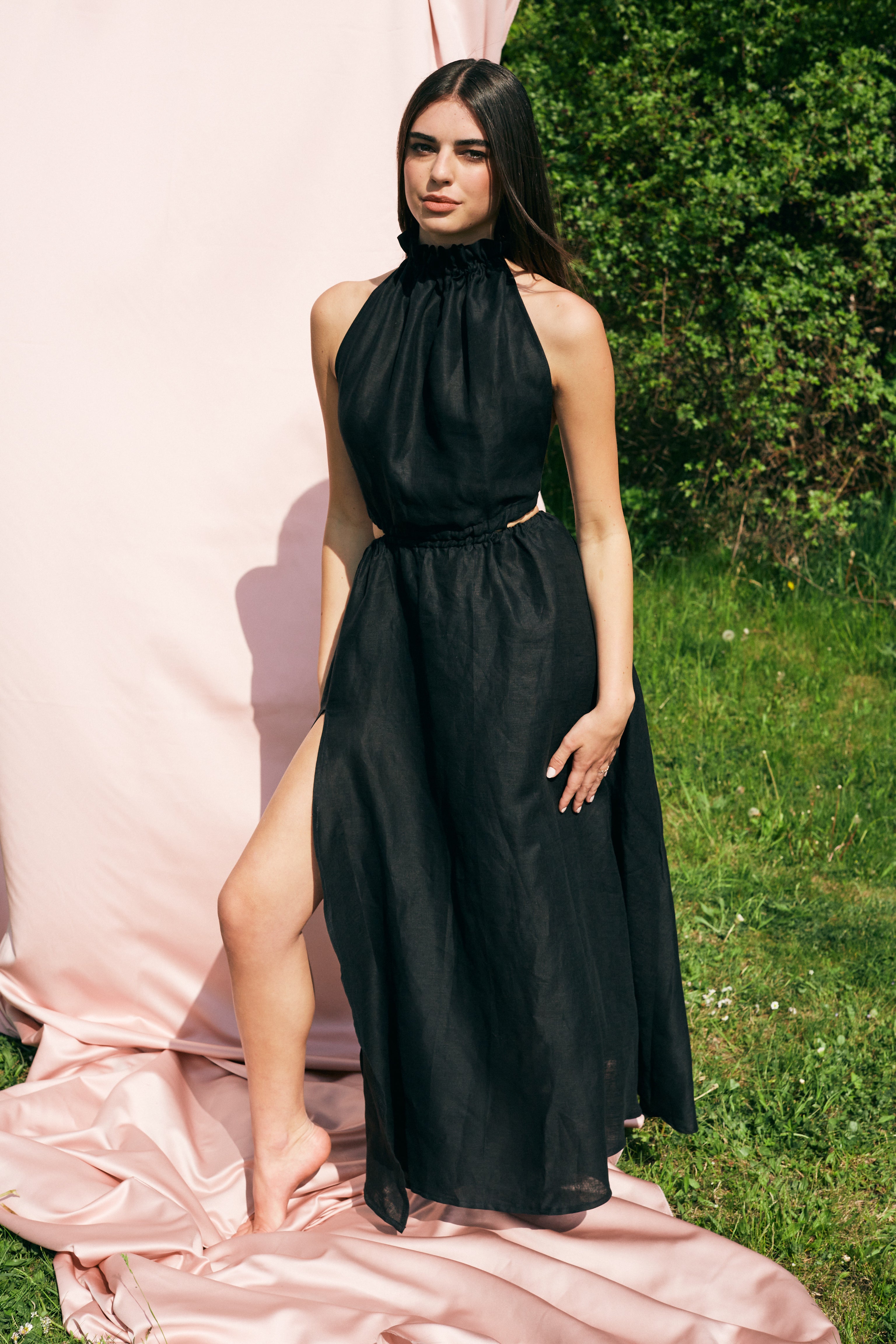 Linen Maxi Dress with Slit