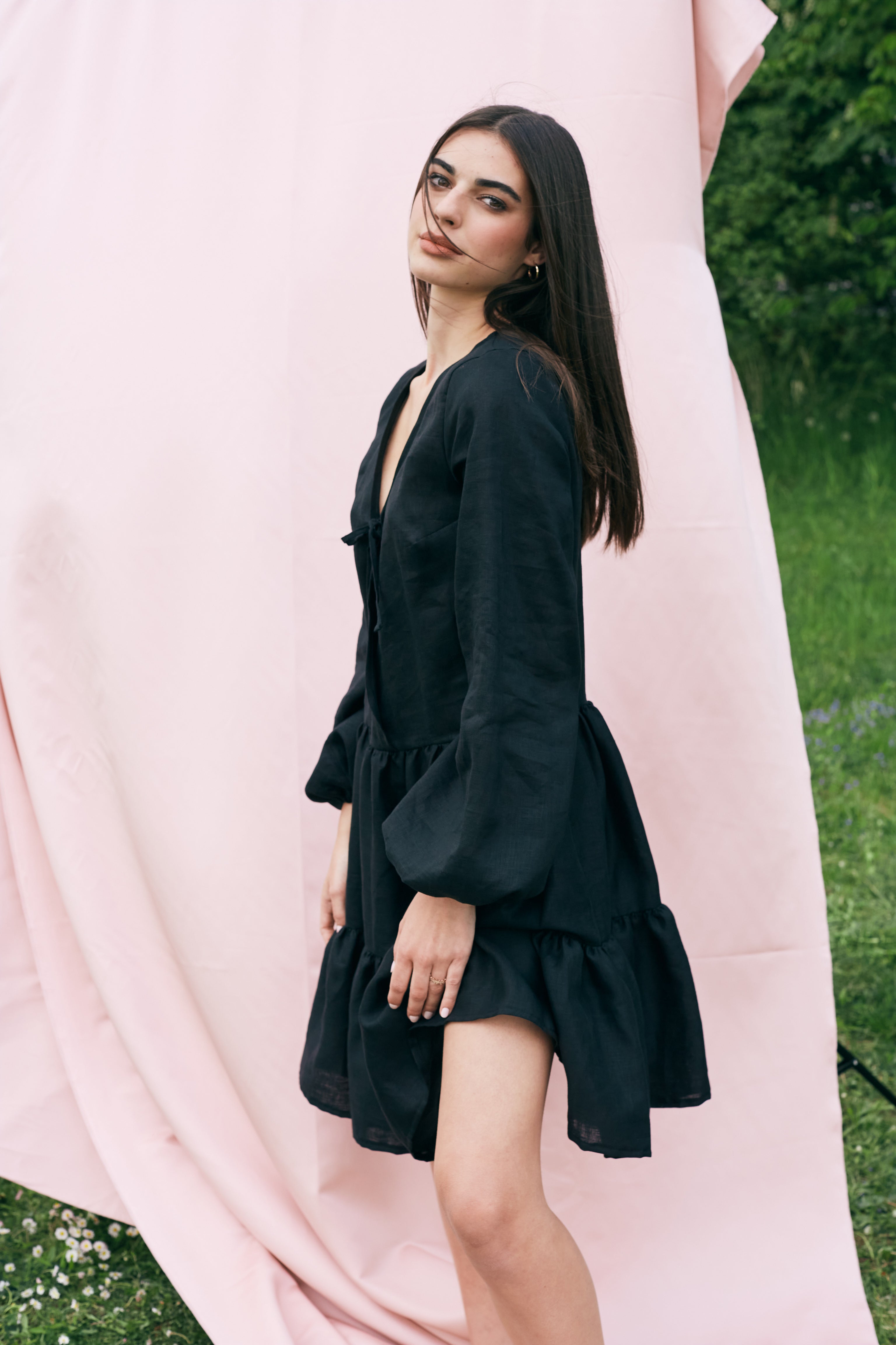 Ruched Dress with Sleeves