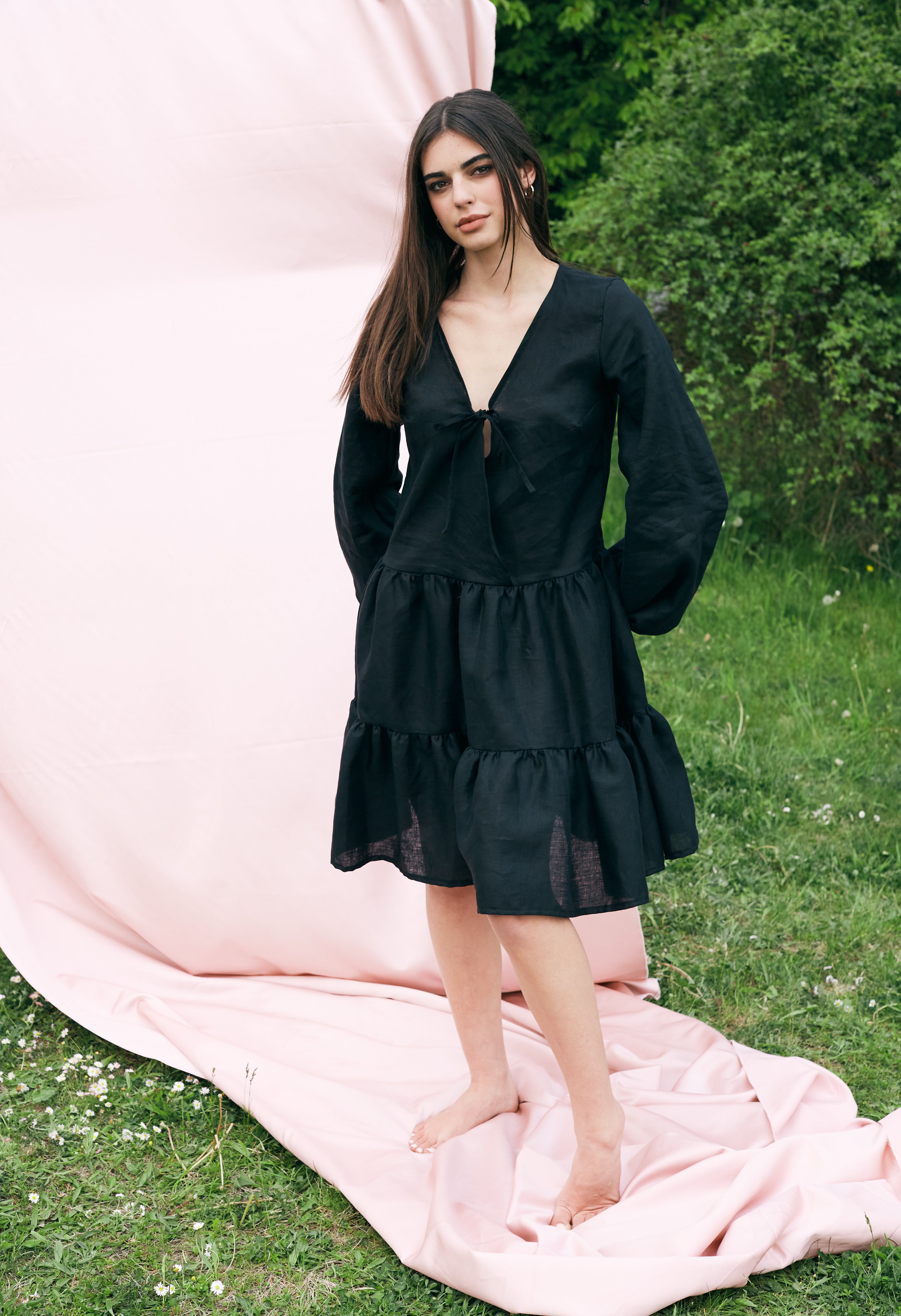 Ruched Dress with Sleeves
