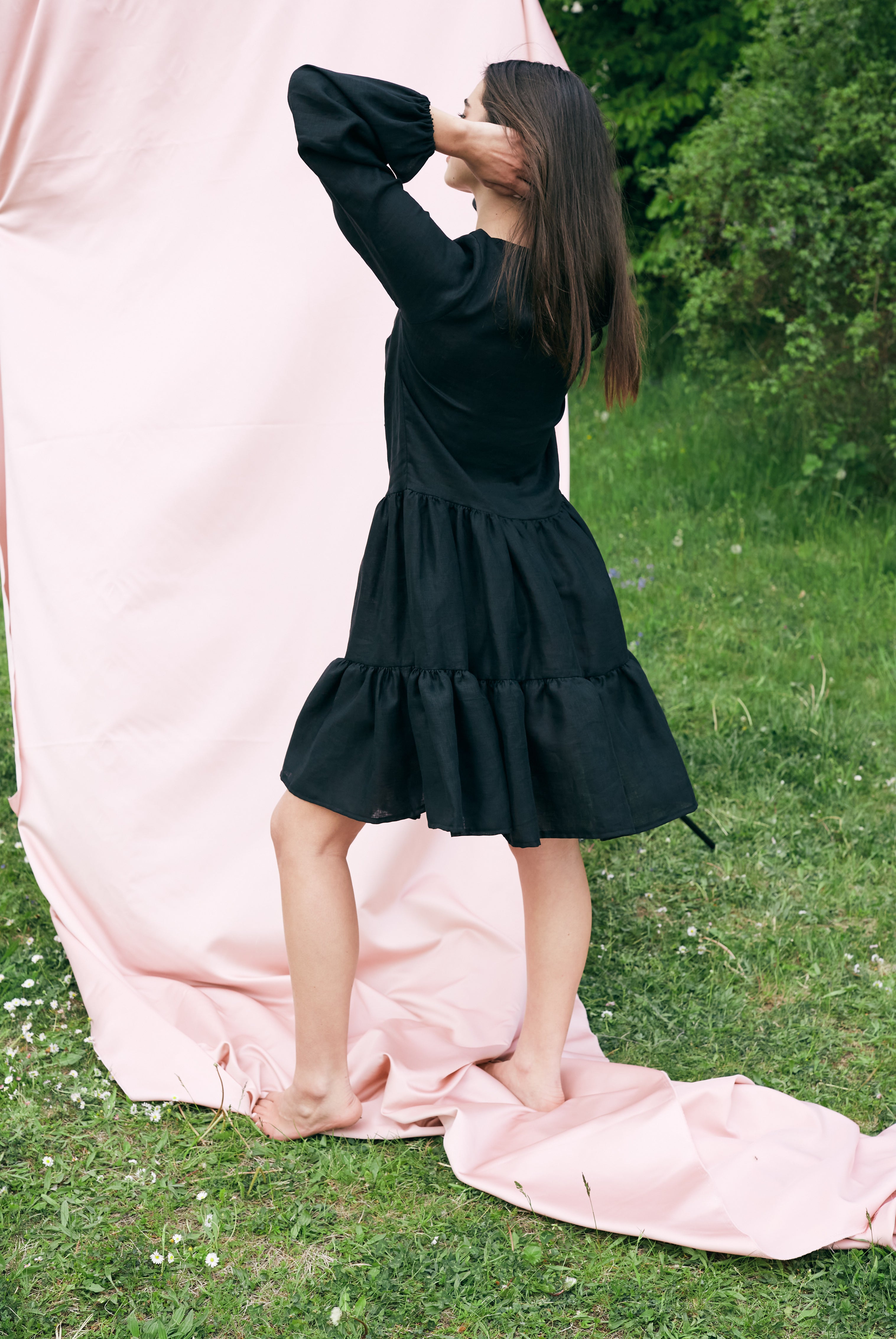 Ruched Dress with Sleeves