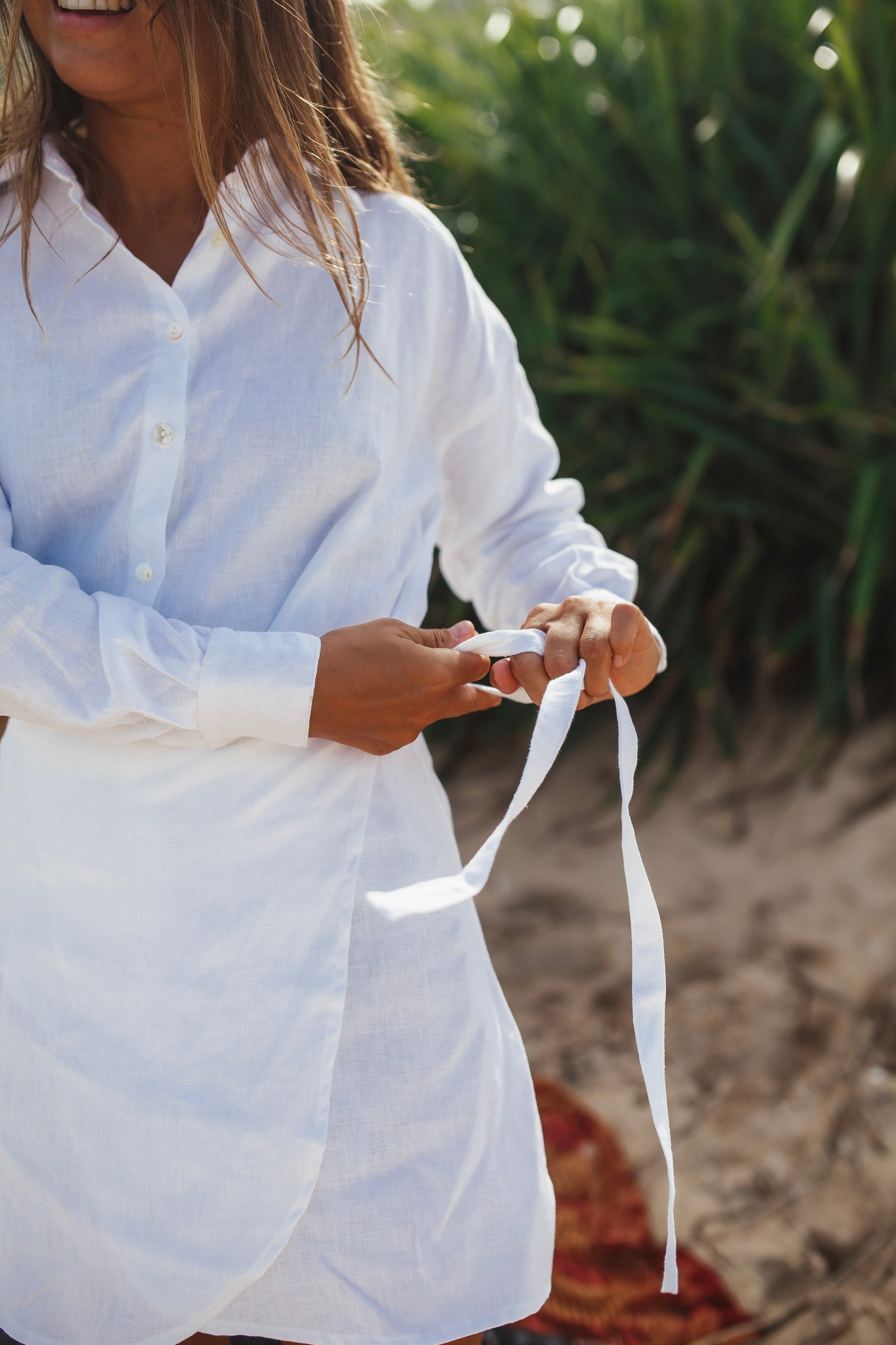 White Linen mini Skirt