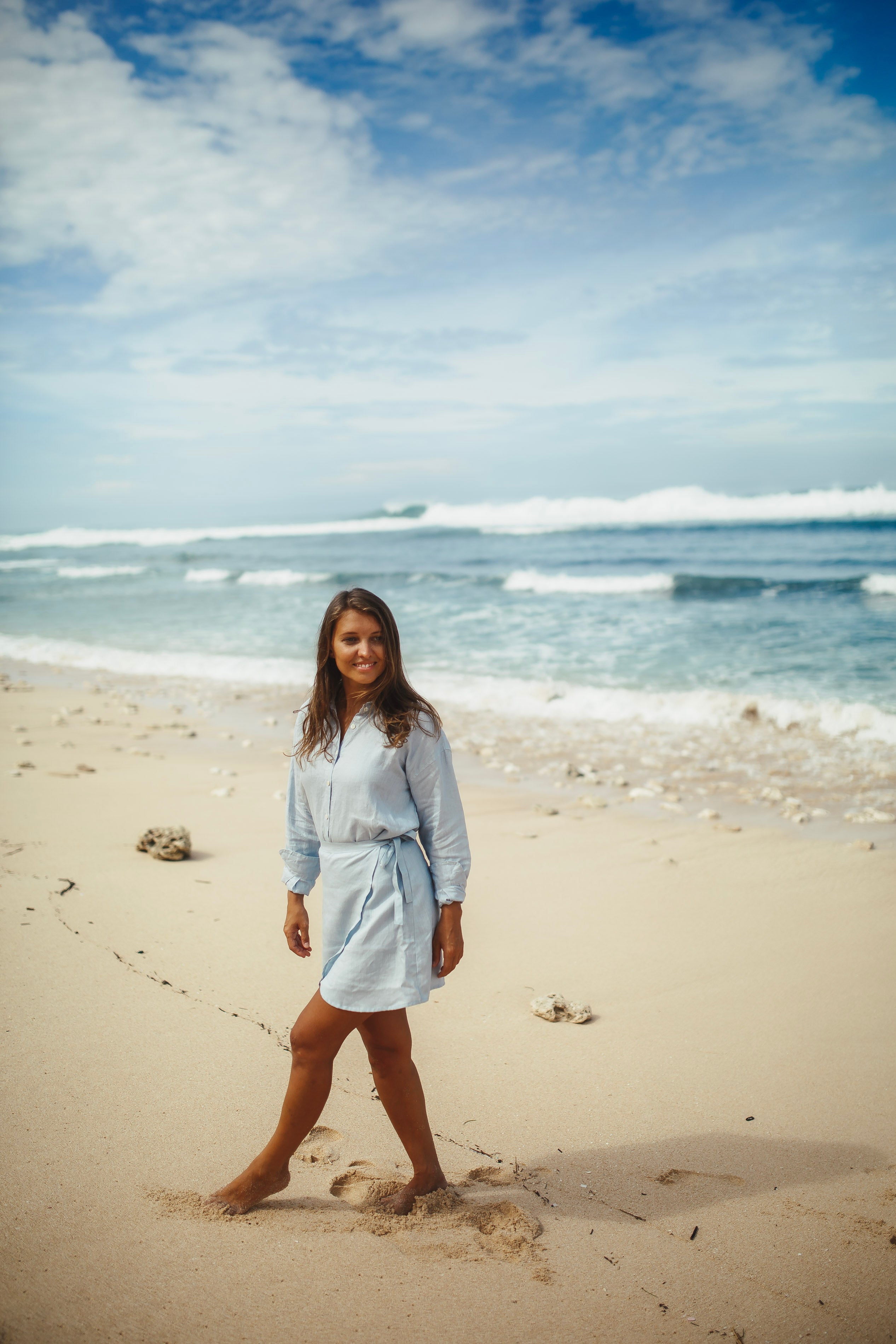 Blue Linen mini Skirt