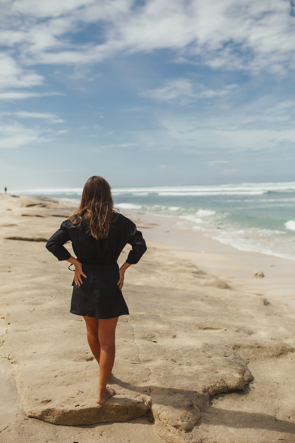 Black Linen mini Skirt
