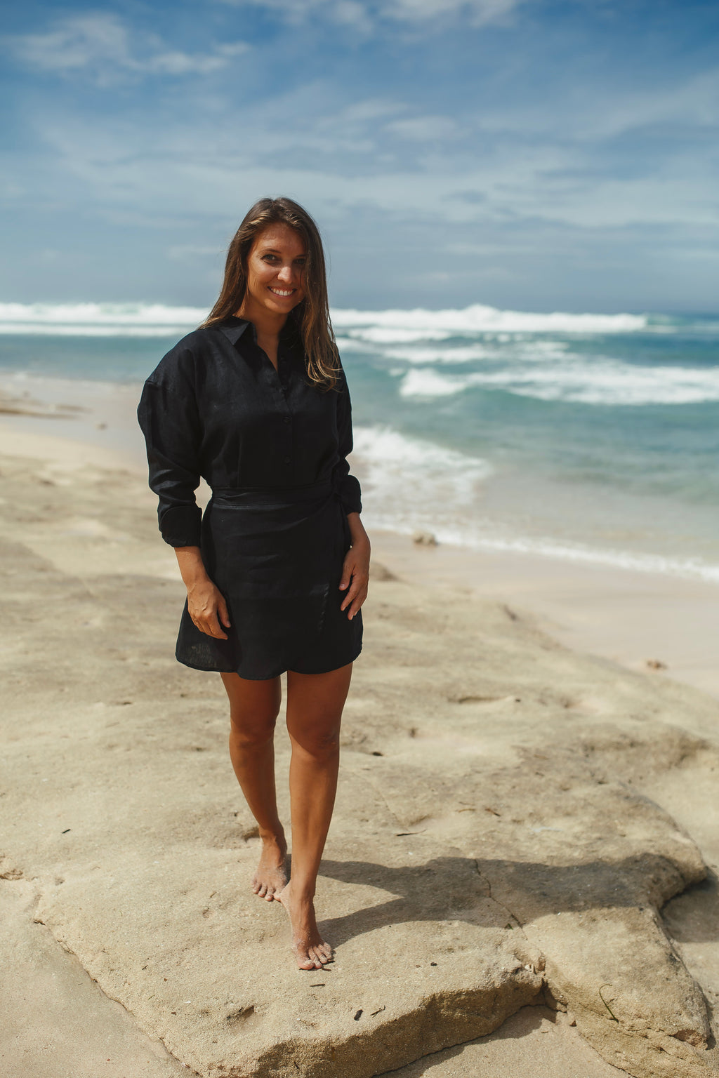 Black Linen mini Skirt