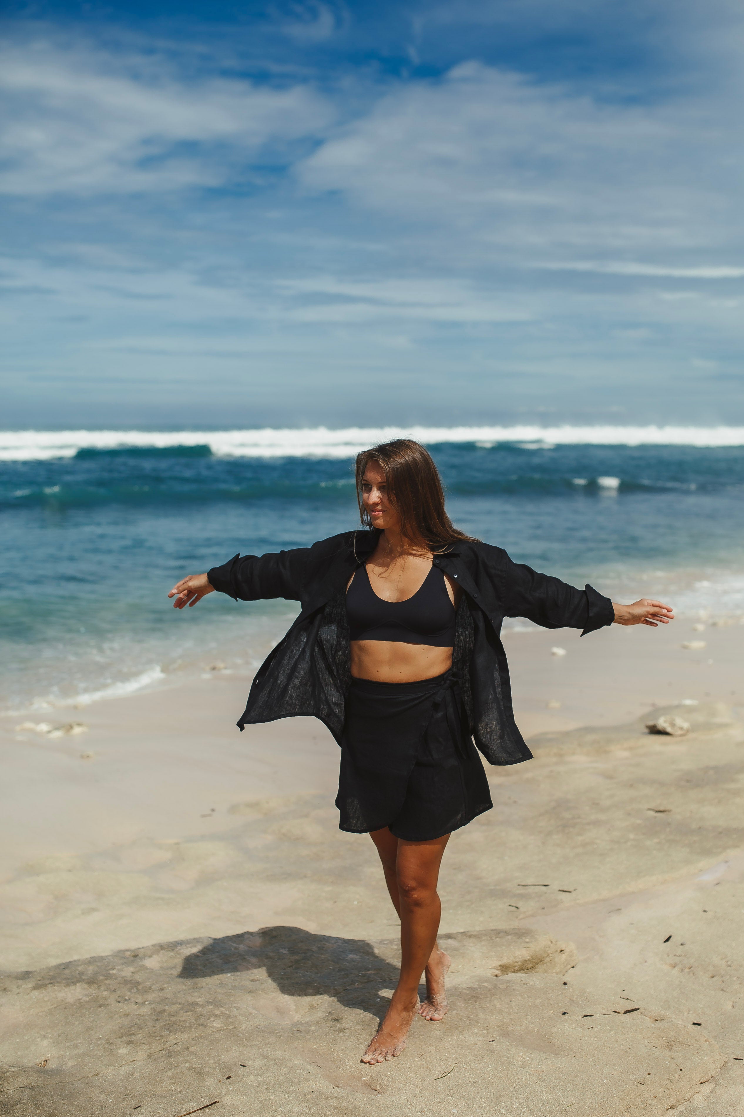 Black Linen mini Skirt