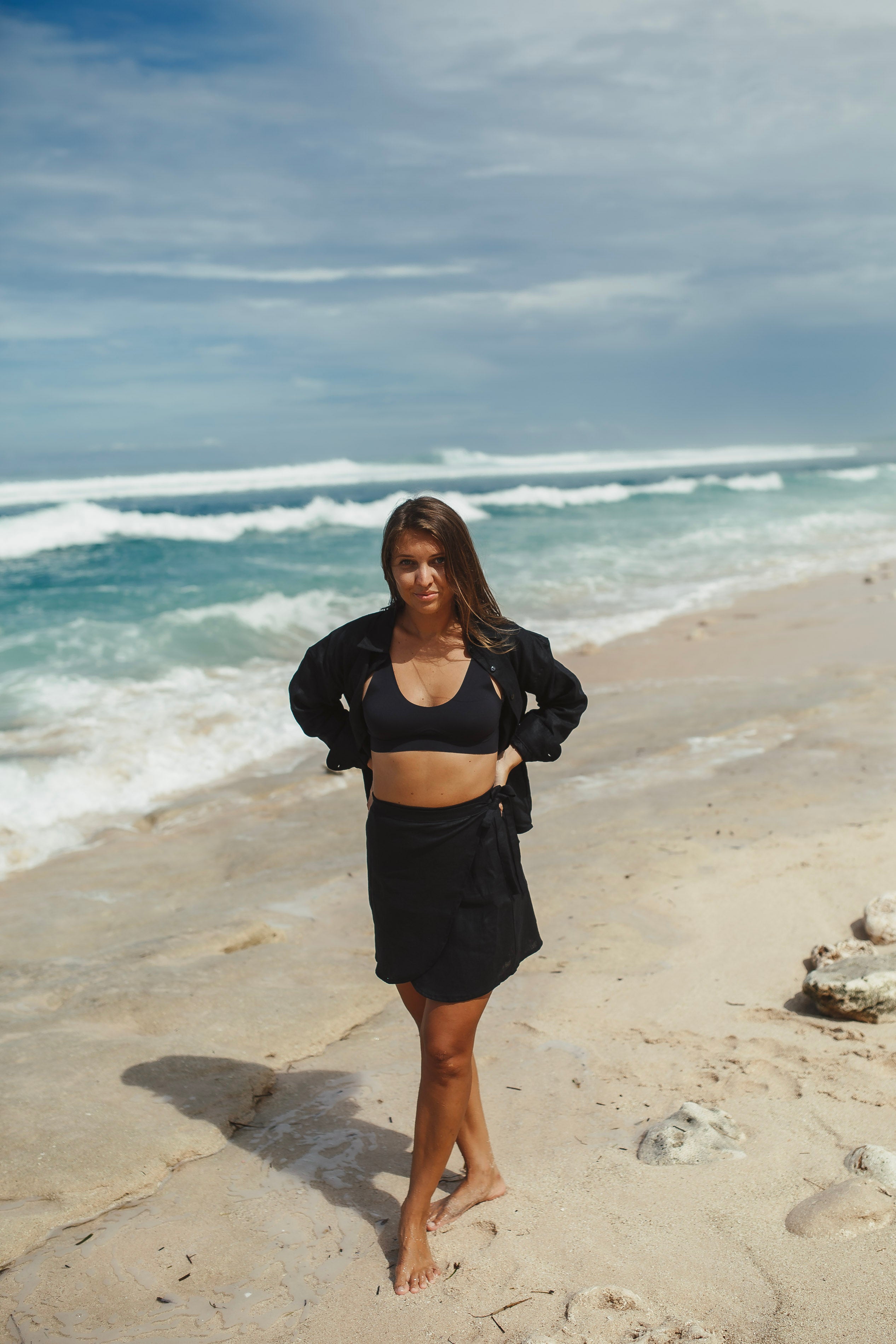 Black Linen mini Skirt